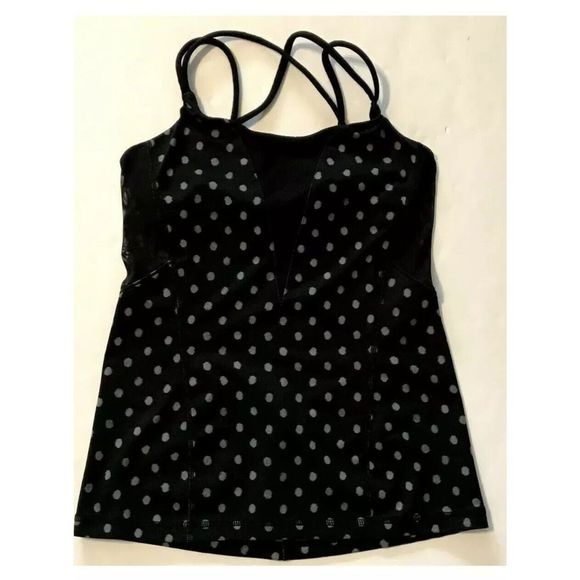 lululemon athletica Tops - LULULEMON Exquisite Tank Top Ghost Dot Black Slate Mesh Yoga Dance Gym Size 4